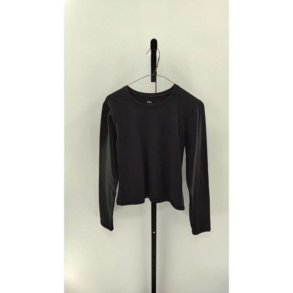 Quince Women 100% European Linen Relaxed Long Sleeve Black Top M